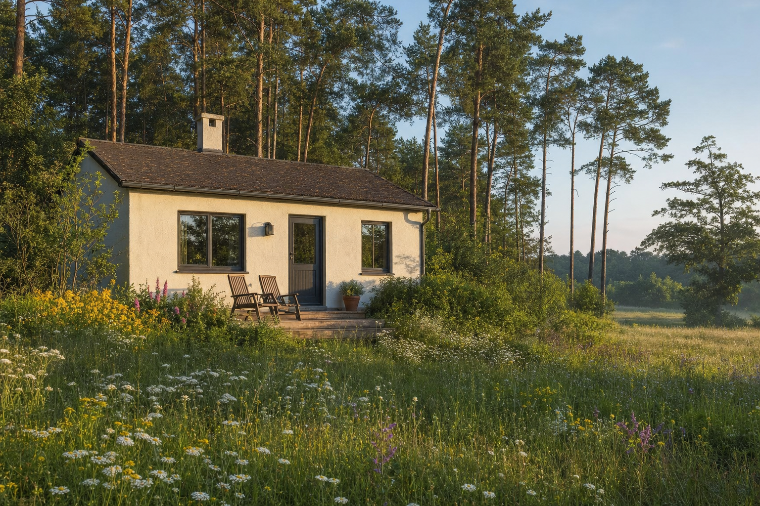 Haus Birke – Massivbungalow mit Terrasse im Wald, Die stillen Häuser Storkow