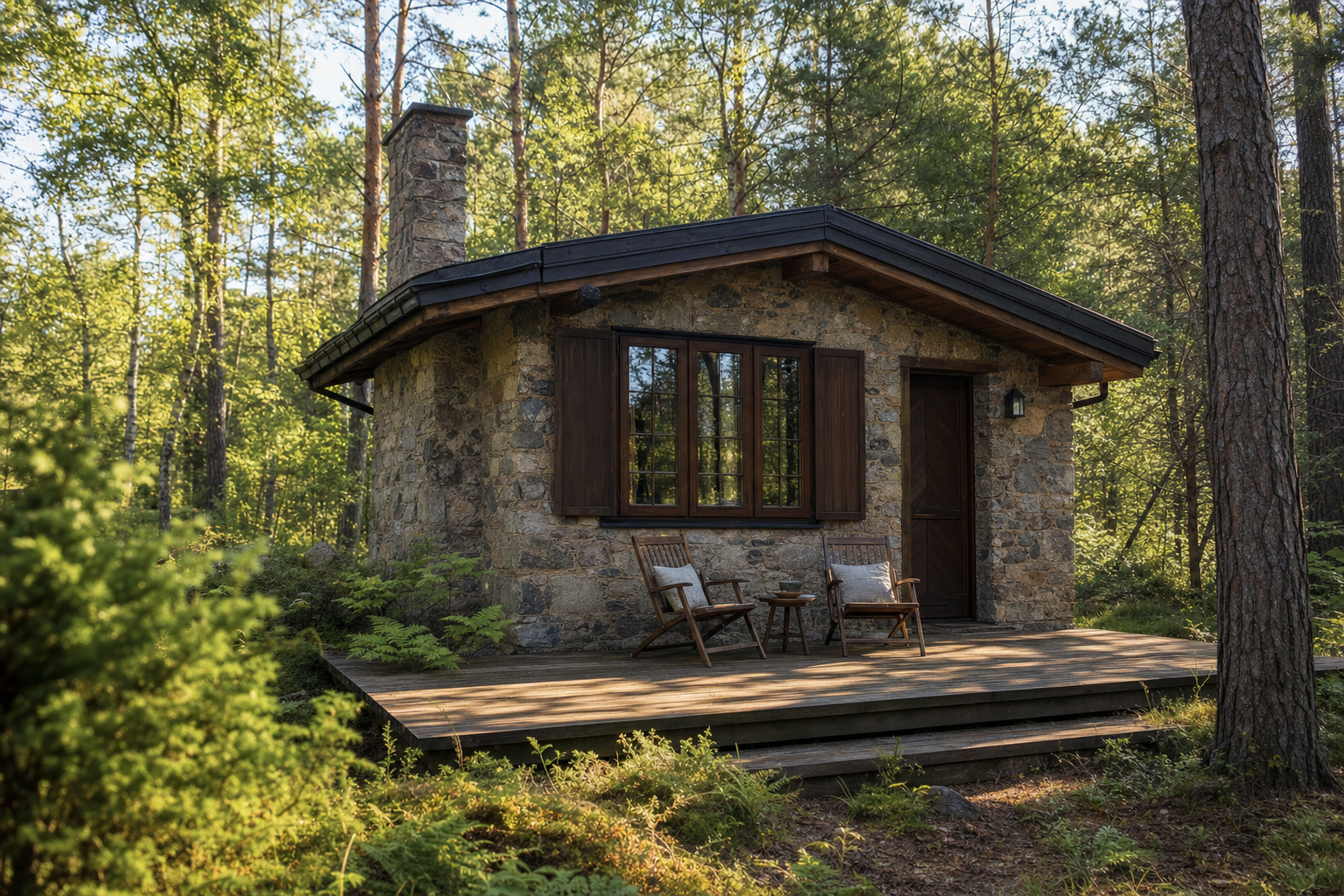 Haus Eiche – kleiner Bungalow im Kiefernwald bei Templin, Uckermark
